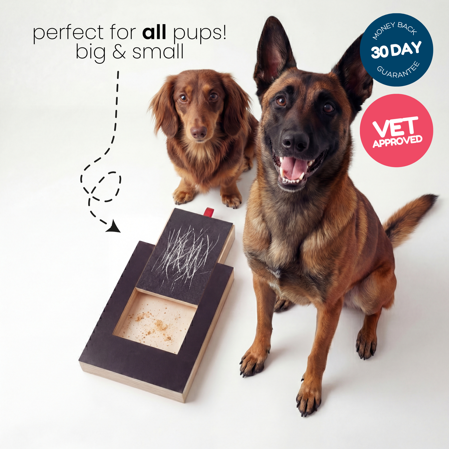 Dog Nail Scratch Board Nail Trim Pad Pull-Out Wooden Pet Scratching Board Toy Built-In Treat Box Dog Sandpaper Board Scratcher